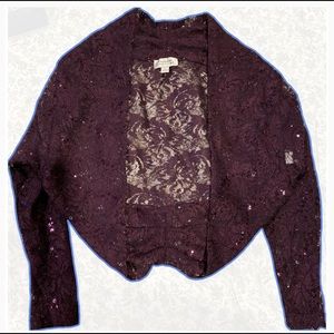 Tahari long sleeve burgundy bolero:shrug new size “L” no tags